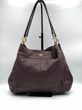 COACH Lexy Pebbled Leather Triple Compartment Bag Oxblood F5754
